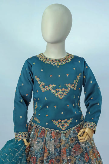 Girls Embroidered Lehenga Choli 3 Piece Suit kk-40