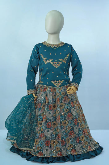 Girls Embroidered Lehenga Choli 3 Piece Suit kk-40