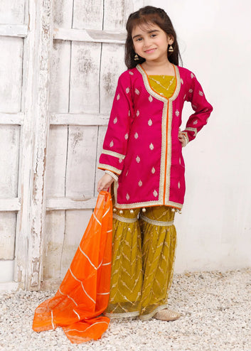Girls Fancy Gharara 3 Piece Suit-KK9770