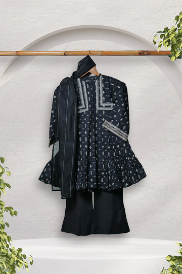 KAD-02701 | BLACK &amp; FAWN | CASUAL 3 PIECE SUIT | COTTON LAWN PRINTED