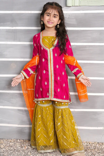 Girls Fancy Gharara 3 Piece Suit-KK9770