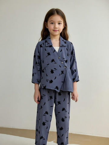 Girls Cotton 2 Piece Suit – Printed-kk5688