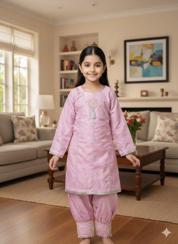 Girls Cotton 3 Piece Suit with Dupatta-kk5713